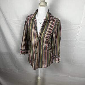 Erika Y2K Striped 100% Cotton Button Up Shirt - M
